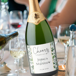 Eukalyptus Sage Green Gold Foil Wedding Wine Label
