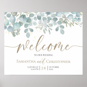 Eukalyptus Sage Green Gold Wedding Poster