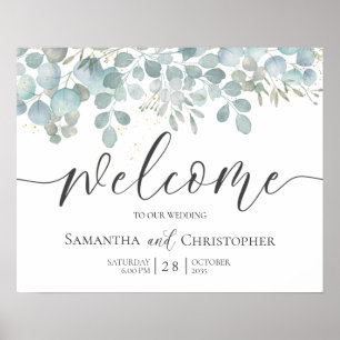 Eukalyptus Sage Green Gold Wedding Poster