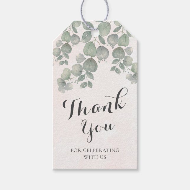 Eukalyptus Sage Green & Orange Wedding Geschenkanhänger (Vorderseite)