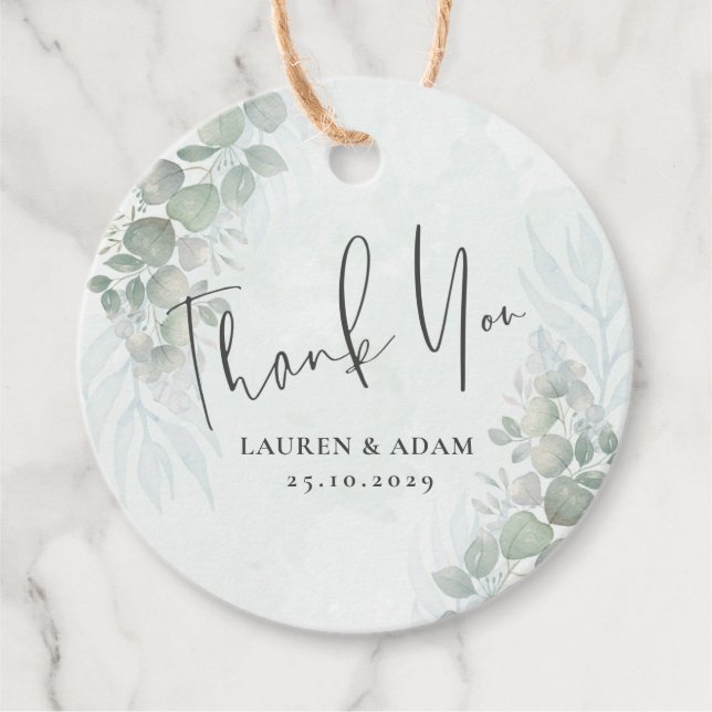 Eukalyptus Sage Green Wedding Geschenkanhänger (Vorderseite)