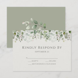 Eukalyptus Sage Green Wedding RSVP Karte