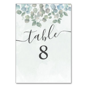 Eukalyptus Sage Green Wedding Table Card Tischnummer
