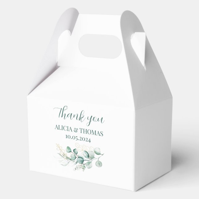 Eukalyptus Sage Green White Botanical Wedding Geschenkschachtel (Vorderseite)