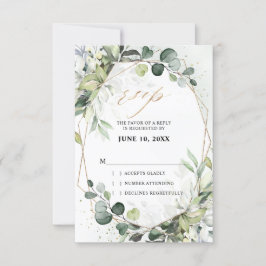 Eukalyptus Sage Greenery Moderne geometrische Hoch RSVP Karte