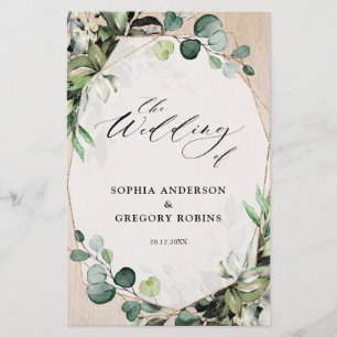 Eukalyptus Sage Greenery Modernes Hochzeitsprogram