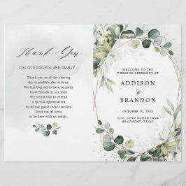Eukalyptus Sage Greenery Modernes Hochzeitsprogram