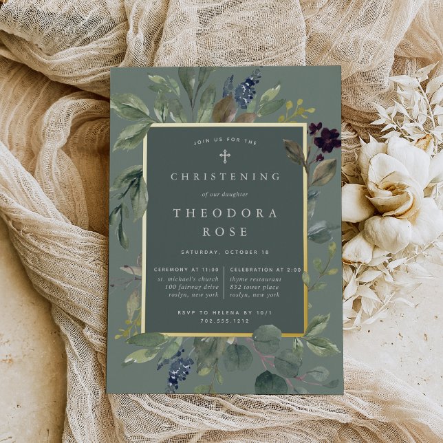 Eukalyptus & Sage Taufe oder Weihnachten Folieneinladung (Von Creator hochgeladen)