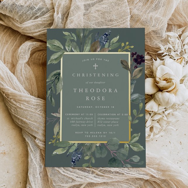 Eukalyptus & Sage Taufe oder Weihnachten Folieneinladung (Von Creator hochgeladen)