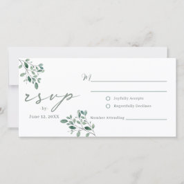 Eukalyptus Sage Wasserfarbige Hochzeit RSVP Postka