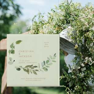 Eukalyptus Sage Wedding Square Save the Date Magnet