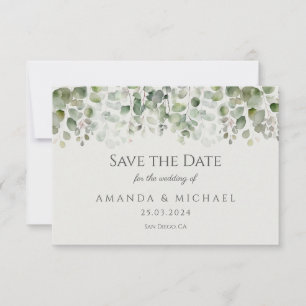Eukalyptus-Salbei-Grüne Hochzeit Save The Date