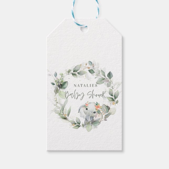 Eukalyptus Salbei niedliche Elefantendusche Geschenkanhänger (Vorderseite)