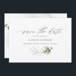Eukalyptus Sali Goldhochzeit speichern das Datum Save The Date<br><div class="desc">Ethische Aquarellfolien und metallische goldene Wirkung Hochzeit speichern das Datum einladen. Mit schönen Aquarelldetails. Diese moderne Hochzeitsfeier lädt zum Set des Stils für Ihren großen Tag ein.</div>