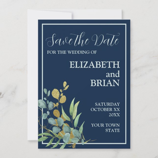 Eukalyptus Save the Date Einladung (Vorderseite)