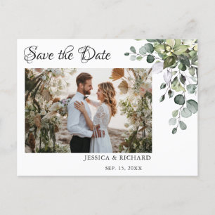 Eukalyptus Save the Date FOTO Einladung Postkarte