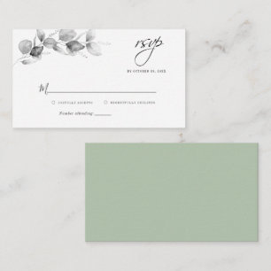 Eukalyptus Schwarz-weiß Wedding RSVP Card Mitteilungskarte