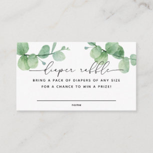 Eukalyptus script Baby Shower Diaper Raffle Ticket Begleitkarte
