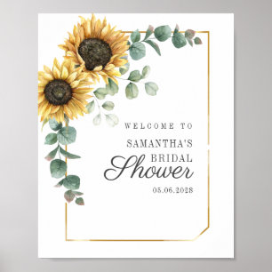 Eukalyptus-Script-Brautparty Sunflower - Willkomme Poster