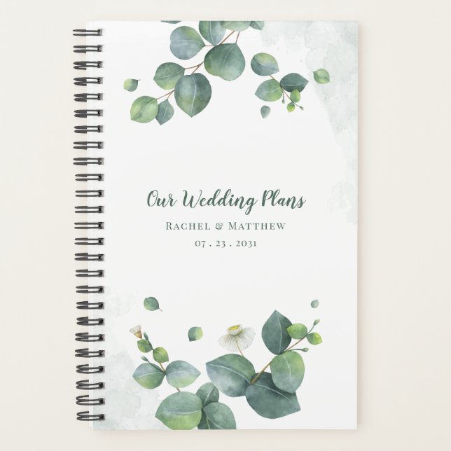 Eukalyptus Script Greenery Botanische Hochzeit Planer (Vorderseite)