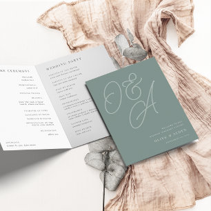 Eukalyptus   Script Watermark Monogram Wedding Programm