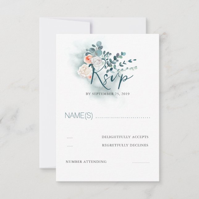 Eukalyptus Script Wedding RSVP (Vorderseite)