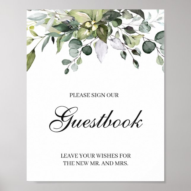 Eukalyptus Sign Unser Gästebuch Hochzeitplakatzeic (Vorne)
