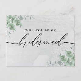Eukalyptus Signature Calligraphy Bridesmaid Einladungspostkarte