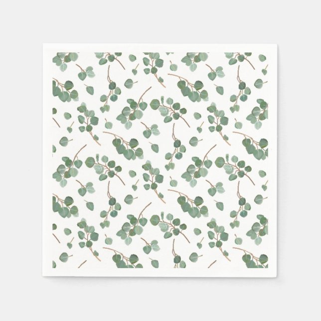 Eukalyptus Silver Dollar Tree Foliage Muster Serviette (Vorderseite)