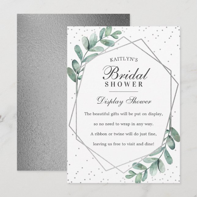 Eukalyptus Silver Geometrisches Brautparty Begleitkarte (Vorne/Hinten)