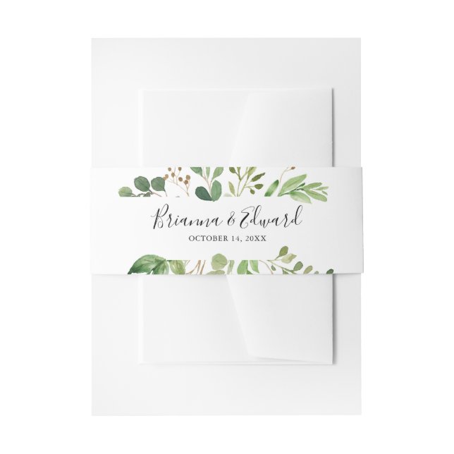Eukalyptus Simple Brown Floral Wedding Einladung Einladungsbanderole (Vorderseite Beispiel)