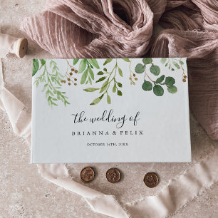 Eukalyptus Simple Brown Floral Wedding Gästebuch