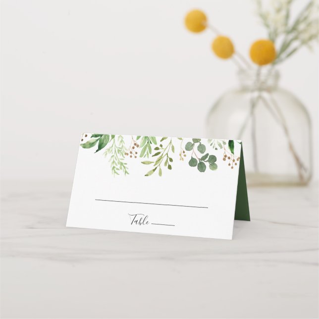 Eukalyptus Simple Brown Floral Wedding Platzkarte (Vorderseite)