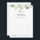 Eukalyptus Simple Brown Floral Wedthing Well Wishi Hinweiskarte<br><div class="desc">Diese Eukalyptus einfache braune Blütenhochzeit auch Wünsche Beratung Karte ist ideal für eine moderne Hochzeit. Das Design zeichnet sich durch kunstvoll handbemalte eukalyptus-grüne Blätter aus, die in geometrische Formen angeordnet sind und die natürliche Schönheit inspiriere. Diese Karten sind ideal für Hochzeiten, Brautparty, Babydusche, Graduiertenfest u.v.m. Personalisieren Sie die Karten mit...</div>
