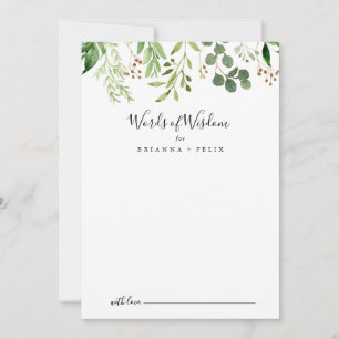 Eukalyptus Simple Floral Wedding Words of Wisdom Hinweiskarte