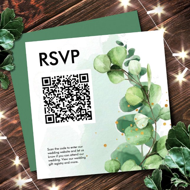 Eukalyptus simple greenerenery qr code uAwg weddin Begleitkarte (Von Creator hochgeladen)