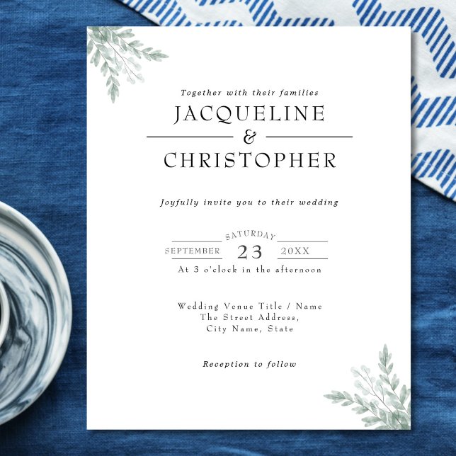 Eukalyptus Simple Modern Wedding Einladung Flyer (Von Creator hochgeladen)