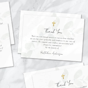 Eukalyptus Simple Script Funeral Dankeskarte