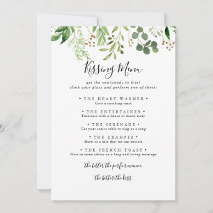 Eukalyptus Simple Wedding Kissing Menu Game Card