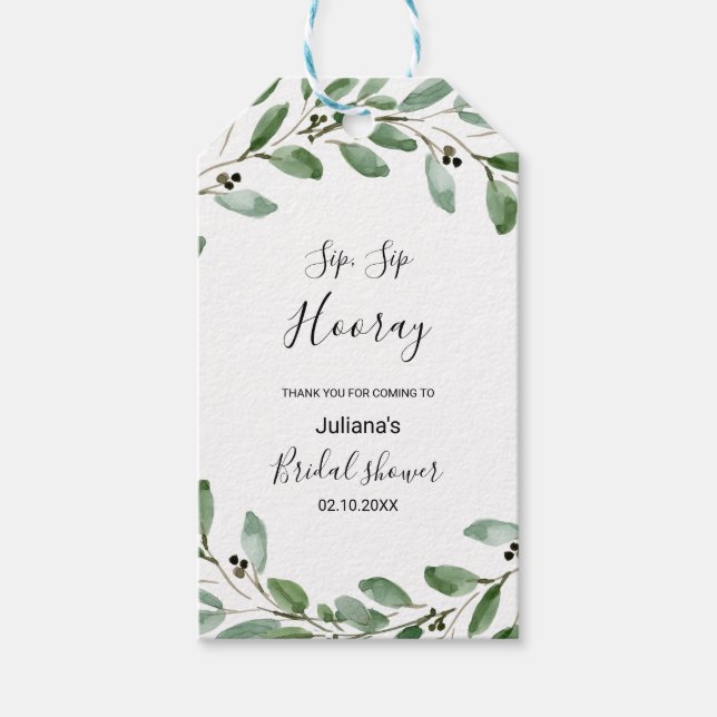 Eukalyptus Sip Hooray Brautparty Geschenkanhänger (Vorderseite)