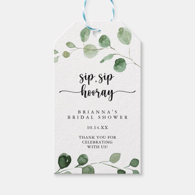 Eukalyptus Sip Sip Hooray Brautparty Geschenkanhänger (Vorderseite)