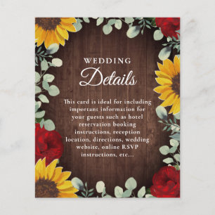 Eukalyptus-Sonnenblume Rote Rose Holz Hochzeitdeta