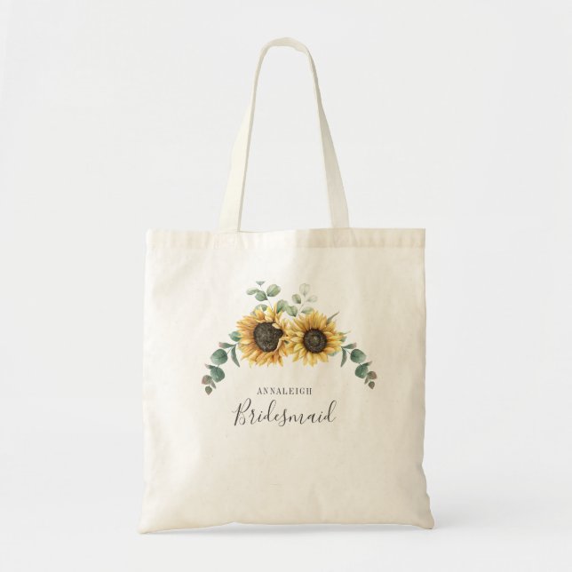 Eukalyptus-Sonnenblumen-Blätter Bridesmaid Custom Tragetasche (Vorne)