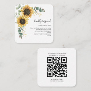 Eukalyptus-Sonnenblumen-Hochzeit QR-Code RSVP Mitteilungskarte