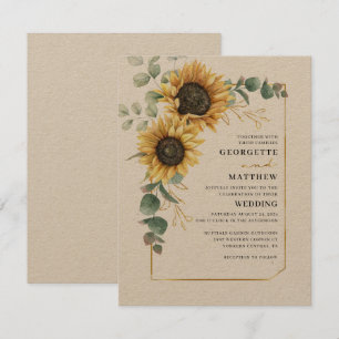 Eukalyptus Sonnenblumenblume Botanische Hochzeit Einladung