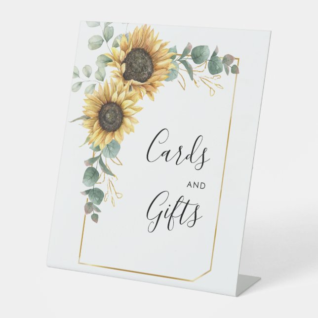 Eukalyptus Sonnenblumenkarten und Geschenke für Br Sockelschild (Vorderseite)
