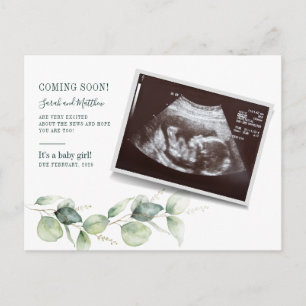Eukalyptus-Sonogramm-Baby-Scan enthüllt Schwangers Ankündigungspostkarte