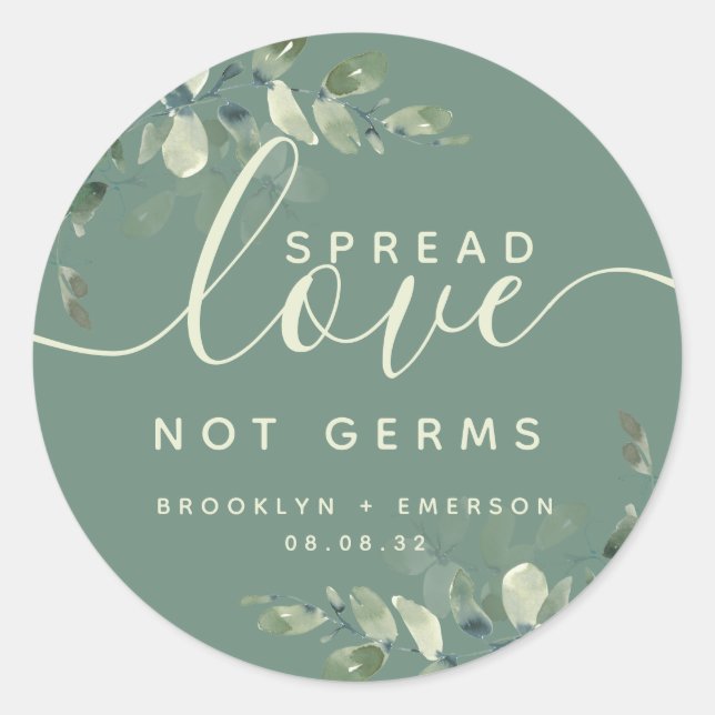 Eukalyptus Spread-Liebe Nicht Germs Hand Sanitizer Runder Aufkleber (Vorderseite)