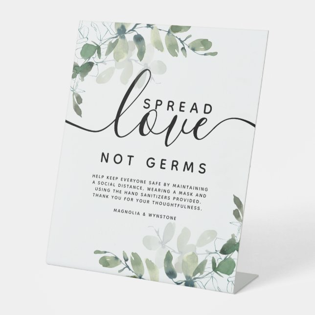 Eukalyptus Spread-Liebe ohne Keime Hochzeit Sockelschild (Vorderseite)