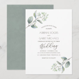 Eukalyptus Sprigs White Wedding Einladung